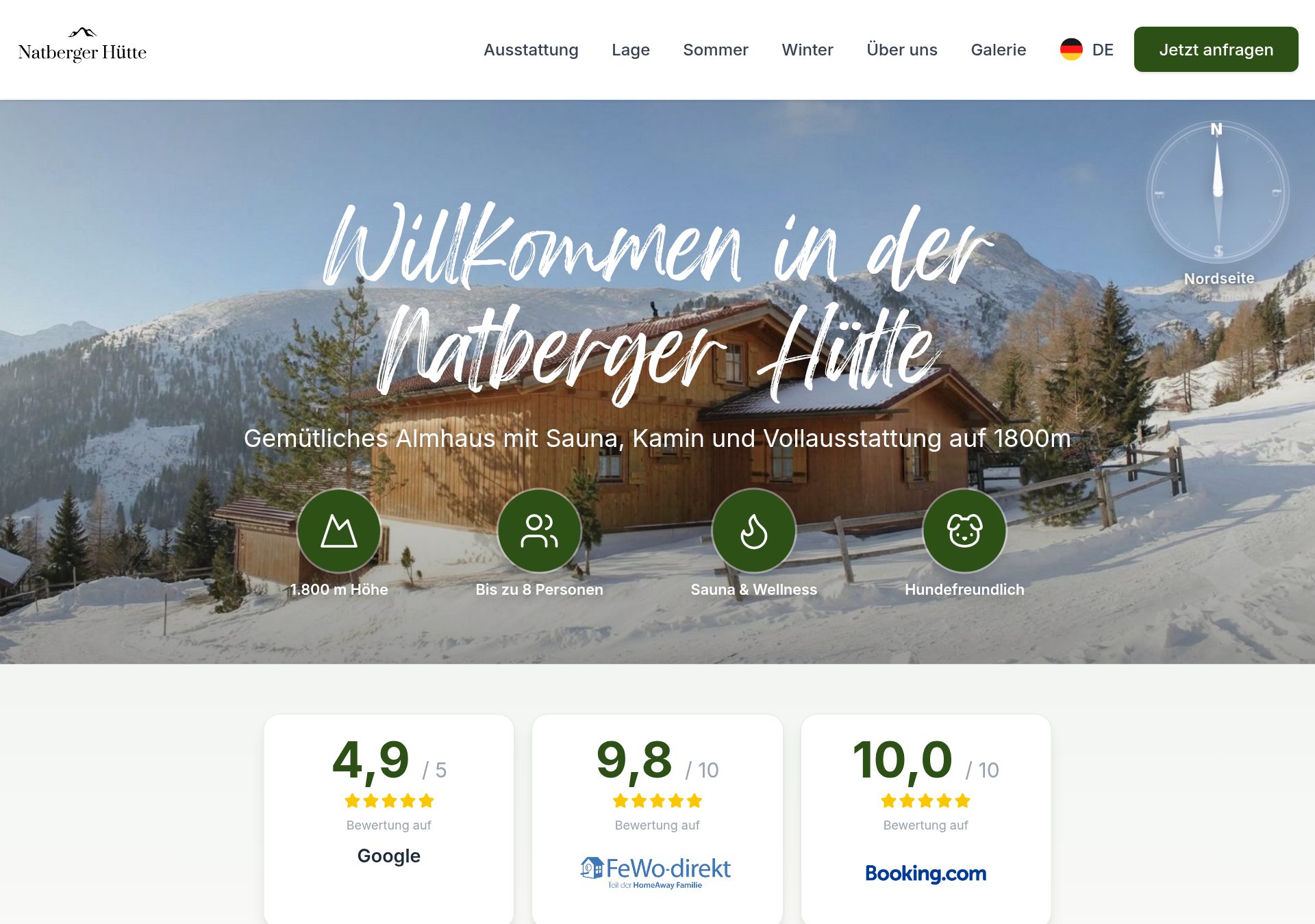 Startseite der Natberger Hütte
