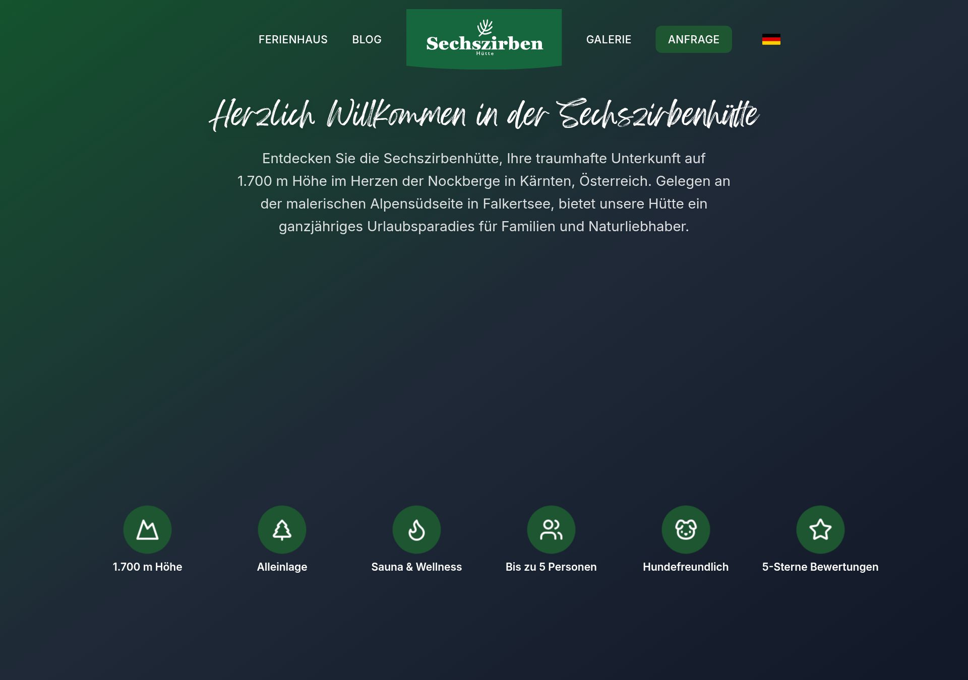 Startseite der Sechszirbenhütte