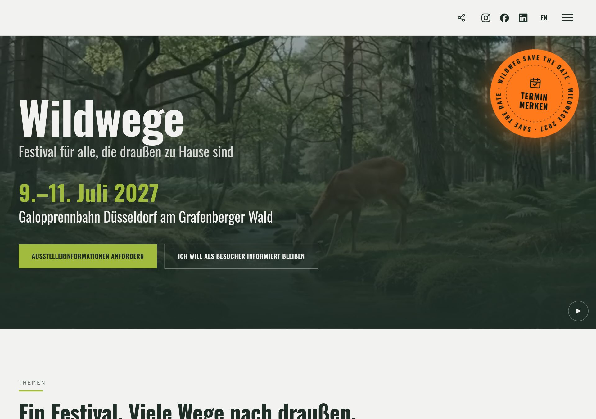 Startseite des Wildwege-Festivals